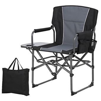Oversized Folding Directors Camping Chair,Portable Outdoor Lawn Chair with Side Table,Cup Holder