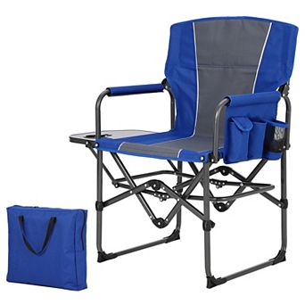 Oversized Folding Directors Camping Chair,Portable Outdoor Lawn Chair with Side Table,Cup Holder
