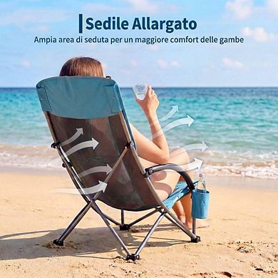 Extra Wide High Beach Chair Lightweight Portable Lay Flat Folding Beach Chair for Camping,Travel
