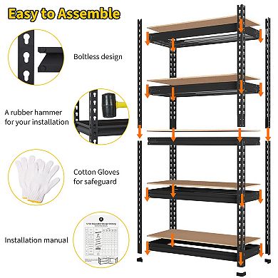 Heavy Duty Storage Shelves-Adjustable Garage Storage Shelving, Metal Storage Utility Rack Shelf Unit