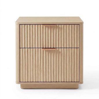 Medieval 2 tier Hollow Nightstand, 2 Drawers with Metal Handles & Charging Station