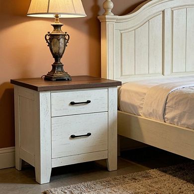 Rustic Modern Nightstand with 2 Drawers, Spacious Storage End Table for Bedroom Living Room