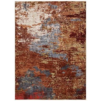 Abstract Rug, Slip TPR Backing Washable Rug, Soft Non Shedding Floor Cover, Low Pile Foldable Mat