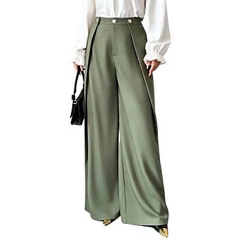 Women's High Waist Wide Leg Pants Elegant Work Office Palazzo Trousers