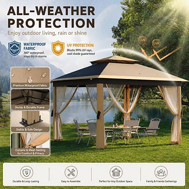 Instant Canopy Tent Outdoor Shelter with Mesh Netting Waterproof Event Tent