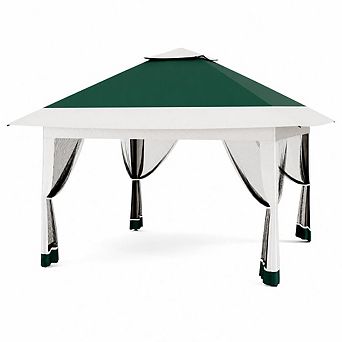 Pop Up Canopy Tent Outdoor Gazebo with One Push Setup Mosquito Netting Adjustable Height
