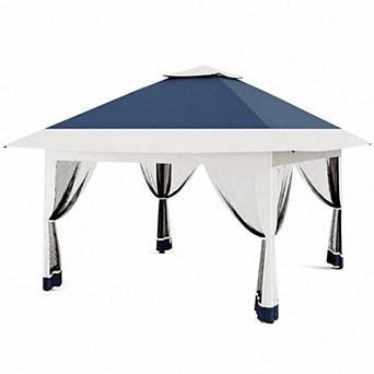 Pop Up Canopy Tent Outdoor Gazebo with One Push Setup Mosquito Netting Adjustable Height