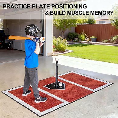 6.5x4 FT Baseball and Softball Hitting Mat Anti-Slip Batting Cage Mat for Stance Training