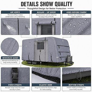 Heavy Duty RV Cover Waterproof Camper Cover with Straps UV Protection