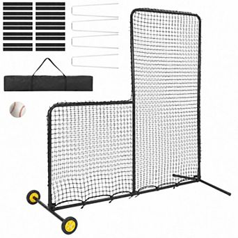 7x7 FT L Screen Baseball Pitching Net Heavy Duty Pitcher Protection Net for Batting Cage