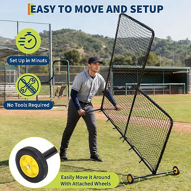 7x7 FT L Screen Baseball Pitching Net Heavy Duty Pitcher Protection Net for Batting Cage