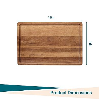 18 Inch Acacia Wood Cutting Board for Kitchen,Butcher Block Chopping Board with Built-In Deep Groove