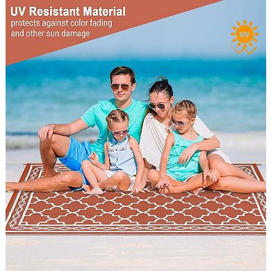 Foldable Outdoor Rug, Waterproof Reversible Plastic Straw Patio Mat with Carry Bag for Camping