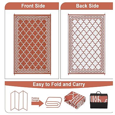 Foldable Outdoor Rug, Waterproof Reversible Plastic Straw Patio Mat with Carry Bag for Camping