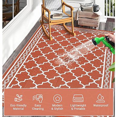Foldable Outdoor Rug, Waterproof Reversible Plastic Straw Patio Mat with Carry Bag for Camping