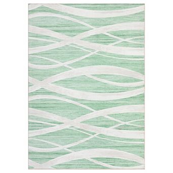 Modern Changlang Green Area Rugs 100% Polyester 350G Pile Weight  Tpr Washed