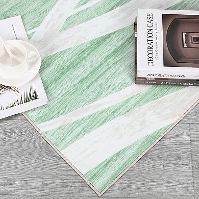 Modern Changlang Green Area Rugs 100% Polyester 350G Pile Weight Tpr Washed