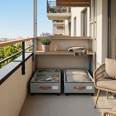 2 Pack Rolling Under Bed Storage Bins with Wheels, Dividers & Clear Top, 66lb Capacity, Grey