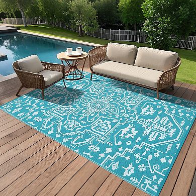 Outdoor Patio Rug, Reversible Plastic Straw Floor Mat, Waterproof and Stain-Resistant for Camping