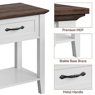 Minimalist Wooden Nightstand with Drawer and Open Shelf, Multi-use for Small Spaces