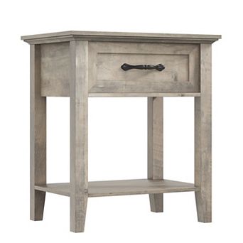 Minimalist Wooden Nightstand with Drawer and Open Shelf, Multi-use for Small Spaces