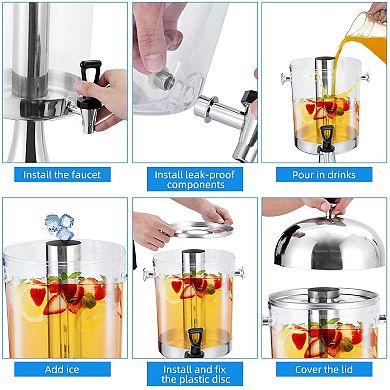 4.4Gallon Beverage Dispenser with Ice Core,Stainless Steel Large Cold Drink Dispenser with Stand