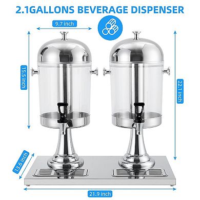 4.4Gallon Beverage Dispenser with Ice Core,Stainless Steel Large Cold Drink Dispenser with Stand