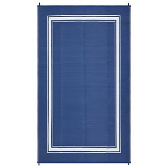 Outdoor Rug for Patio, Waterproof, Modern Bordered Area Mat, Reversible Plastic Straw Floor Carpet