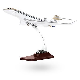1:100 Gulfstream 650 Model Airplane, Alloy, Resin & Wood Base, Streamlined Plane Model Home Office