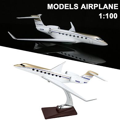 1:100 Gulfstream 650 Model Airplane, Alloy, Resin & Wood Base, Streamlined Plane Model Home Office