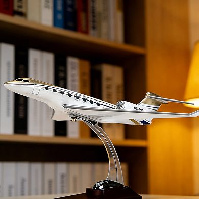 1:100 Gulfstream 650 Model Airplane, Alloy, Resin & Wood Base, Streamlined Plane Model Home Office