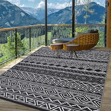 Outdoor Waterproof Rug, Reversible Camping and RV Patio Mat, Plastic Straw Design, Easy-to-Clean