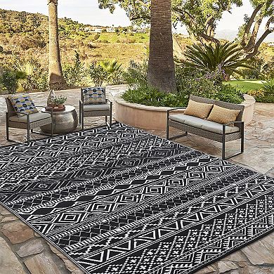 Outdoor Waterproof Rug, Reversible Camping and RV Patio Mat, Plastic Straw Design, Easy-to-Clean