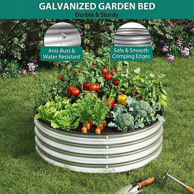 Galvanized Steel Raised Garden Bed with Protective Rubber Edge，Open Bottom Planter for Patio Garden