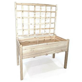 Vertical Raised Garden Bed with Trellis, Wooden Outdoor Garden Box for Patio, Balcony