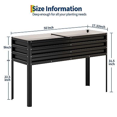 Galvanized Raised Garden Bed with Durable Steel Frame for Patio, Balcony or Backyard
