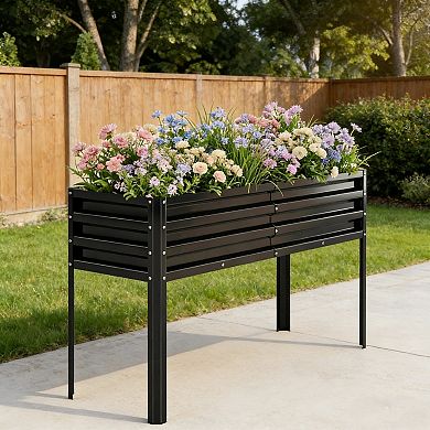 Galvanized Raised Garden Bed with Durable Steel Frame for Patio, Balcony or Backyard