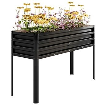 Galvanized Raised Garden Bed with Durable Steel Frame for Patio, Balcony or Backyard