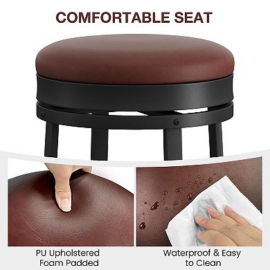 Modern Swivel Bar Stools, PU Leather Upholstered with Footrest, Backless for Kitchen Island
