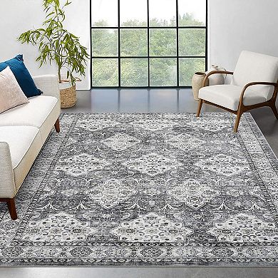 Washable Runner Entryway Rug Vintage Kitchen Rug Runner Hallway Rug Low-Pile Vintage Rug