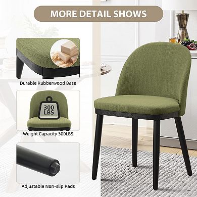 4 Pcs Modern Leather Dining Chairs, Thick Cushion Curved Back, Wood Legs for Kitchen and Dining Room