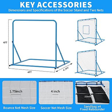 Dual-Mode Soccer Goal and Rebounder Net,Adjustable Angle Training Net for, Passing, and Ball Control