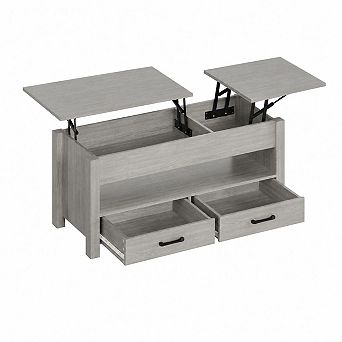 47.2 Inch Lift Top Coffee Table, Adjustable Height Wooden Center Table with 2 Drawers