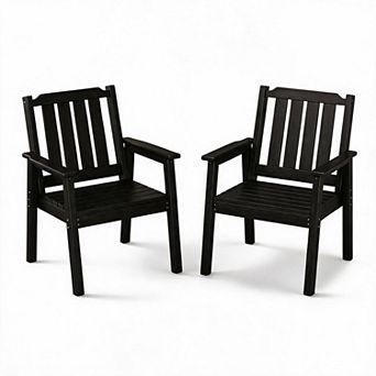 Set of 2 Outdoor Dining Chairs with Umbrella Hole, Perfect for Patio, Lawn, Backyard & Poolside Use
