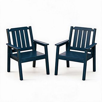Set of 2 Outdoor Dining Chairs with Umbrella Hole, Perfect for Patio, Lawn, Backyard & Poolside Use