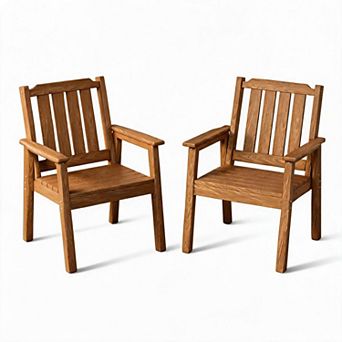 Set of 2 Outdoor Dining Chairs with Umbrella Hole, Perfect for Patio, Lawn, Backyard & Poolside Use