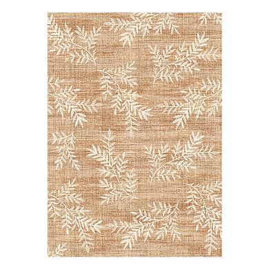 Washable Leaf Indoor Area Rug Low Pile, Stain-Resistant, Non-Shedding Floor Mat for Home