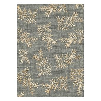 Washable Leaf Indoor Area Rug Low Pile, Stain-Resistant, Non-Shedding Floor Mat for Home