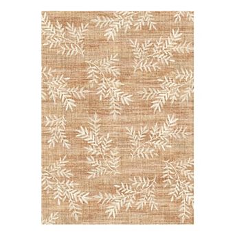 Washable Leaf Indoor Area Rug Low Pile, Stain-Resistant, Non-Shedding Floor Mat for Home