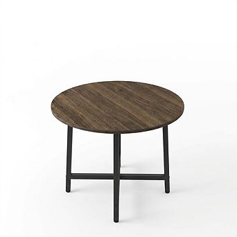 31.5" Farmhouse Round Dining Table, Sturdy Metal Frame,Ideal for Kitchen & Dining Room